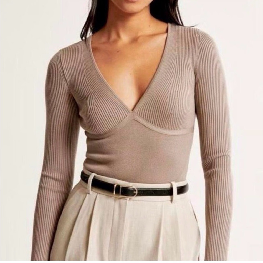 Abercrombie Tan Ribbed Bodysuit